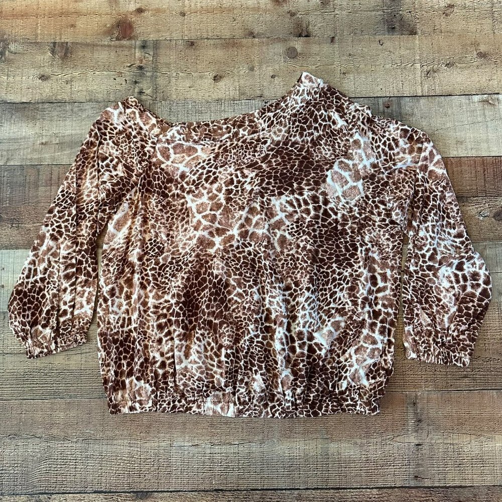 Sofia by Sofia Vergara giraffe print one shoulder top women's 1x